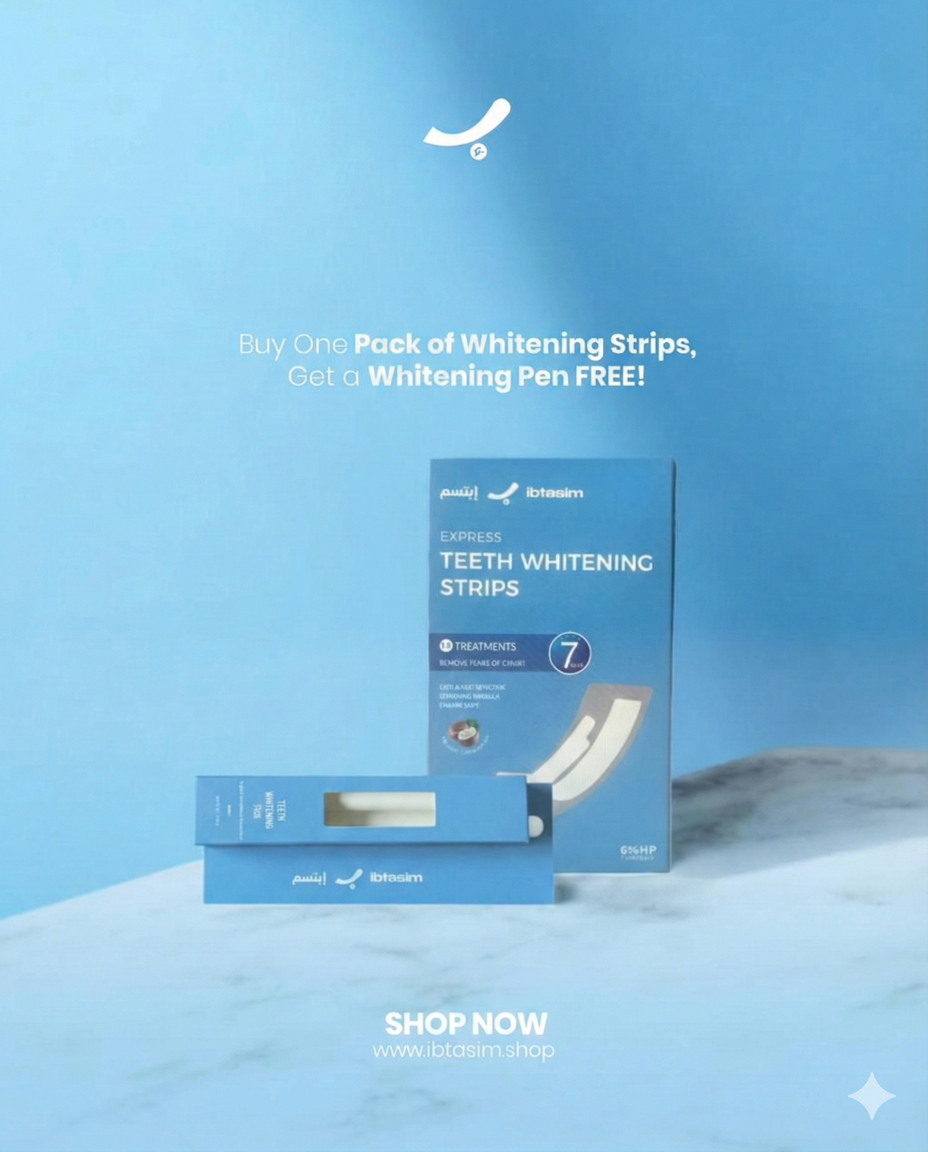 Buy 1 Teeth Whitening Strips - Get 1 Pen for free